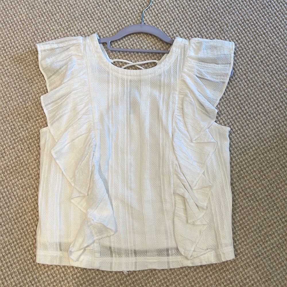 Anthropologie White Ruffle Top